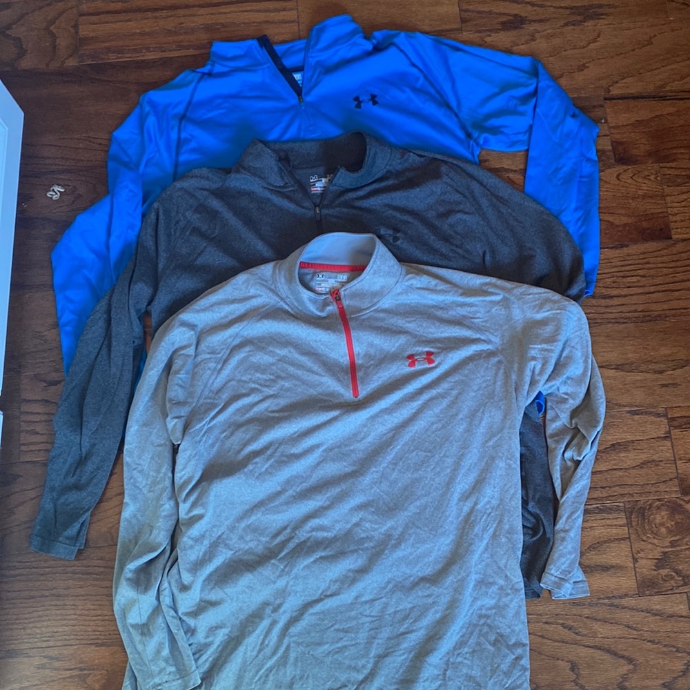 3 MENS UNDER ARMOUR 1/4 zip HEAT GEAR PULLOVERS